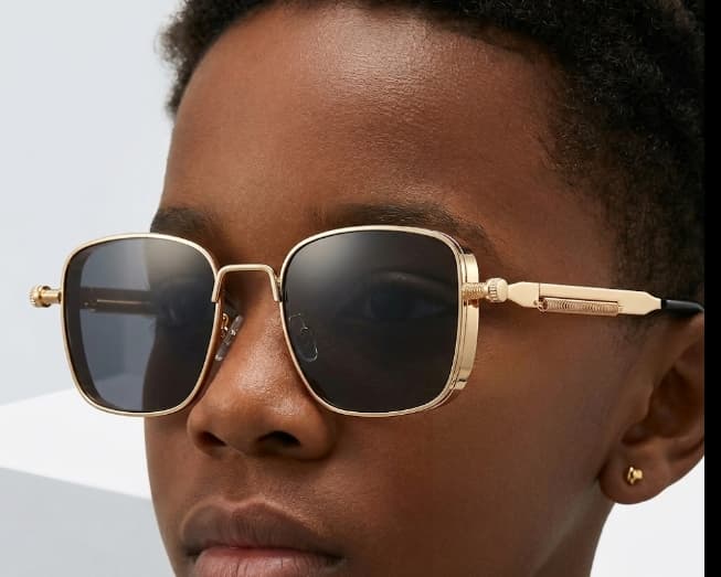 Square Steampunk Sunglasses for Men/Women – Silver Frame with Spring Hinges