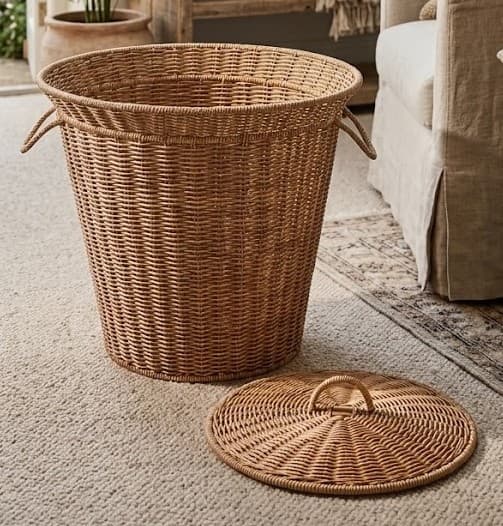 Handwoven Natural Wicker Storage Basket with Lid